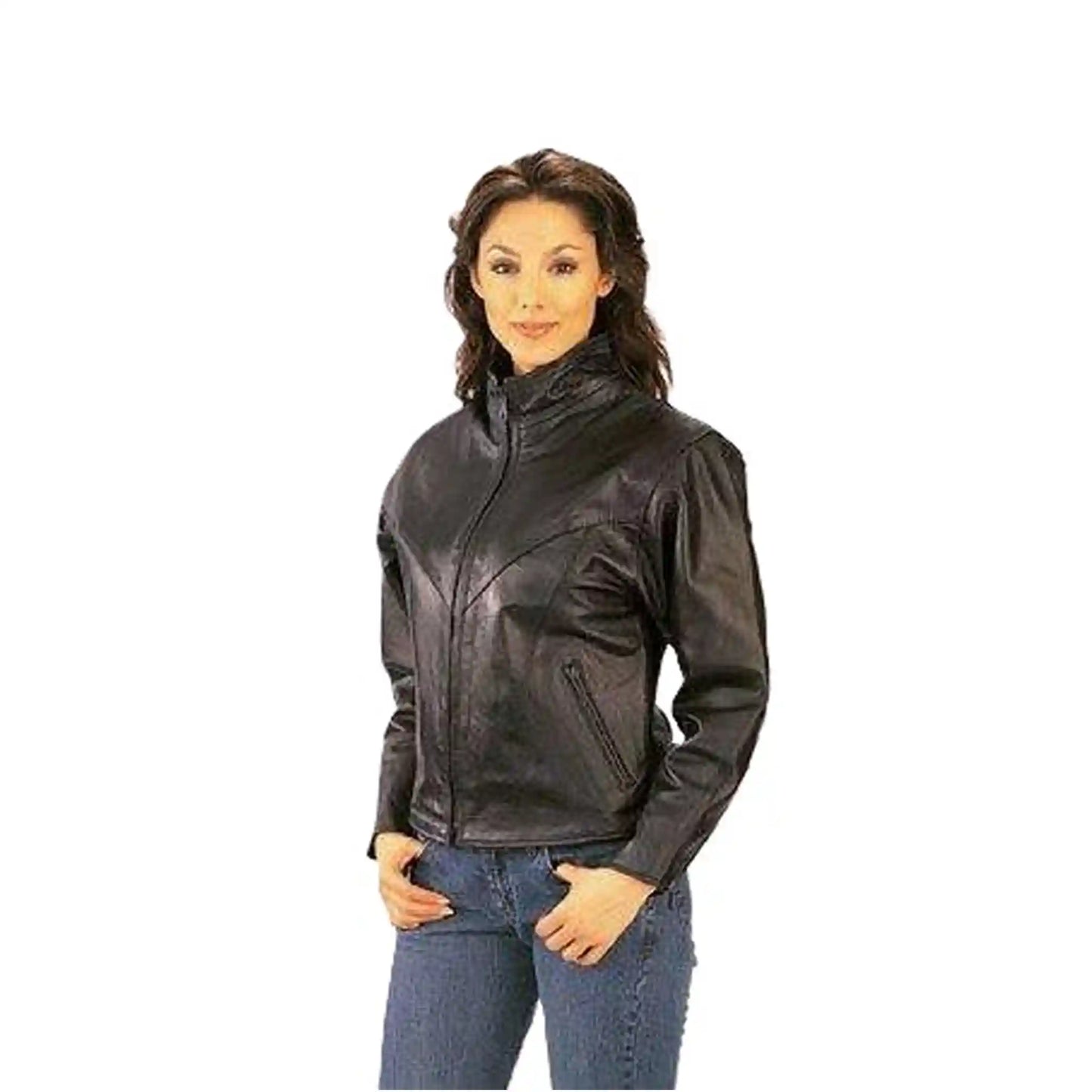 Klassische Bikerjacke aus schwarzem Leder für Damen