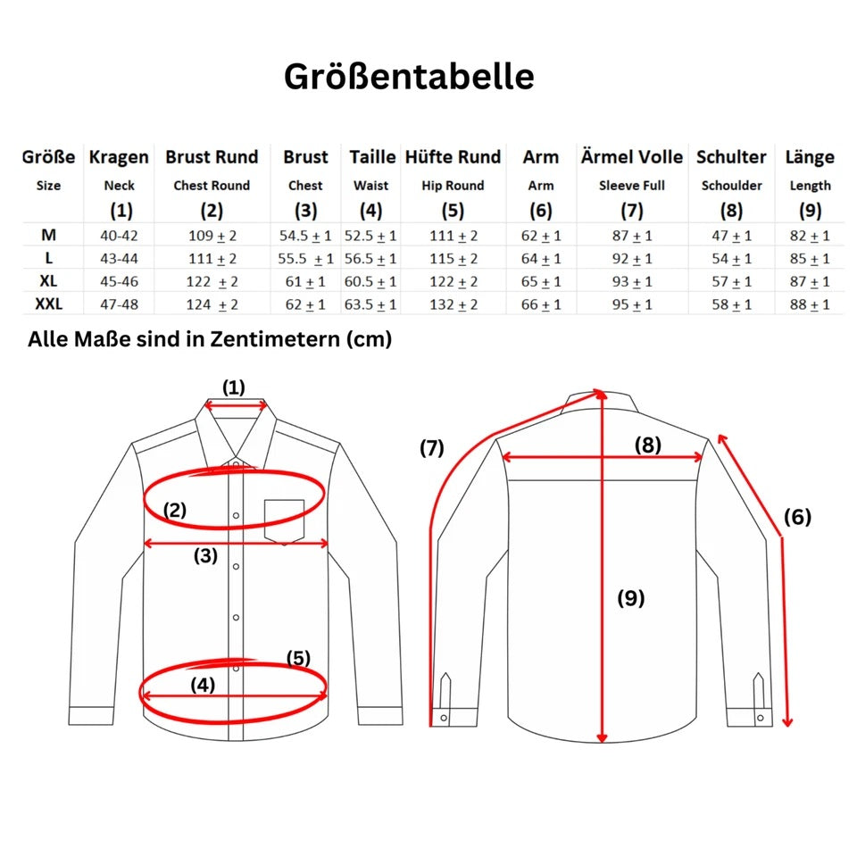 Trachtenhemd Herren Kariert Blau/Rot – Traditionelles Oktoberfest Hemd