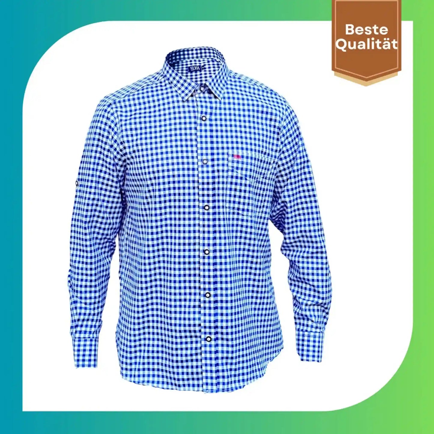 Trachtenoverhemd voor heren geruit blauw/rood – Traditioneel Oktoberfesthemd
