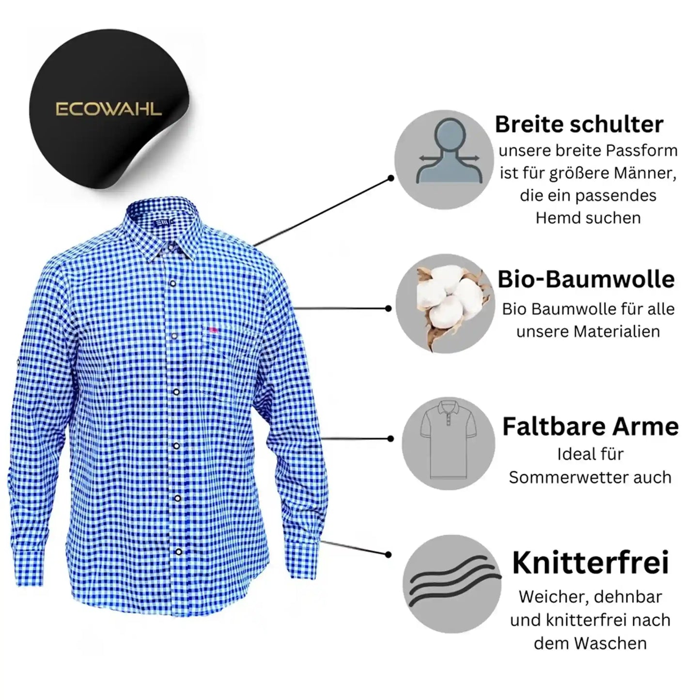 Trachtenoverhemd voor heren geruit blauw/rood – Traditioneel Oktoberfesthemd