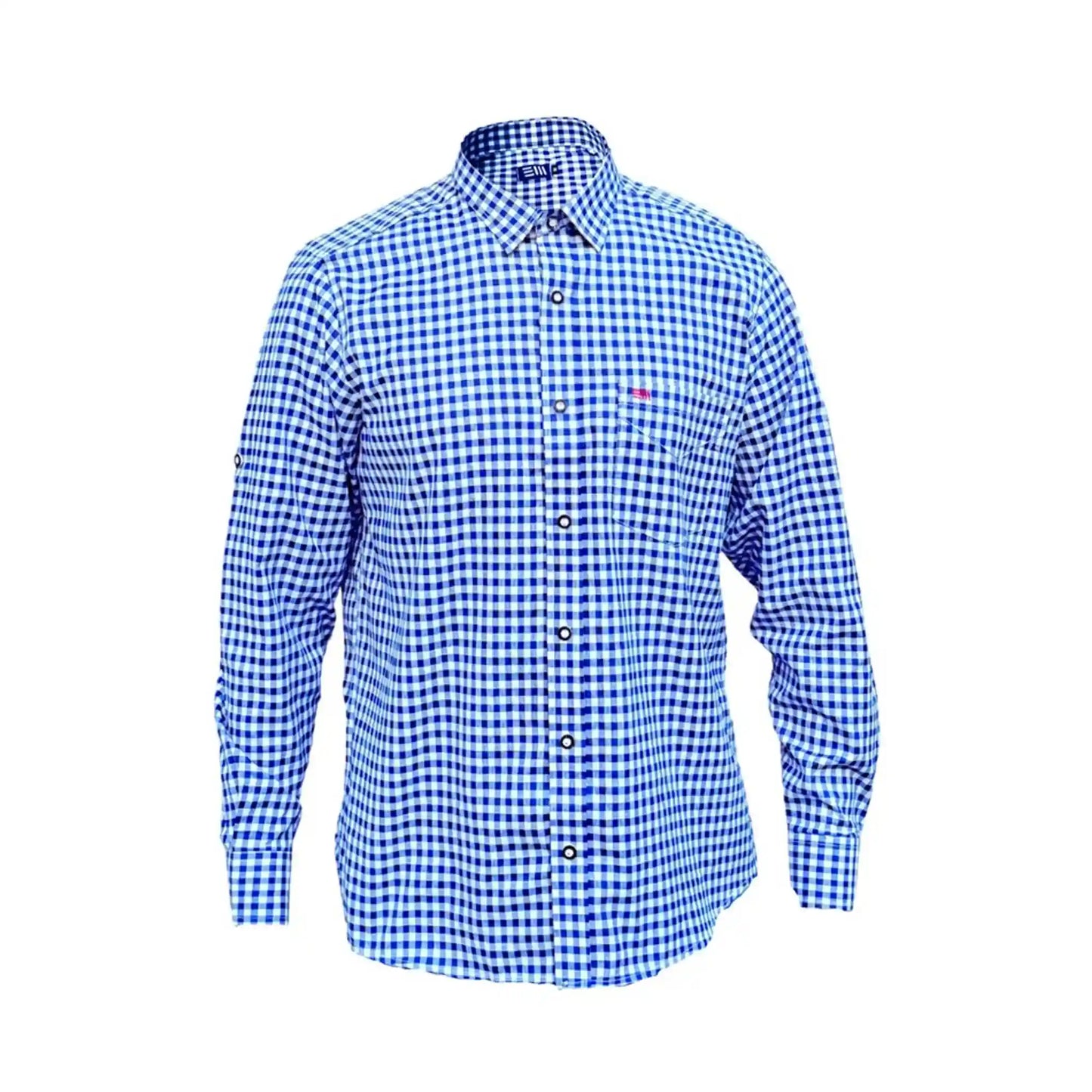 Trachtenoverhemd voor heren geruit blauw/rood – Traditioneel Oktoberfesthemd