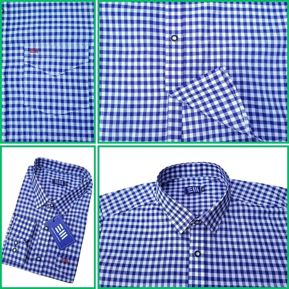 Trachtenhemd Herren Kariert Blau/Rot – Traditionelles Oktoberfest Hemd
