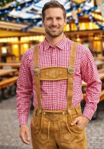 Echte Kurze Lederhose aus Rindsleder – “Bayern” Braun | Traditionelle Trachtenhose für Herren