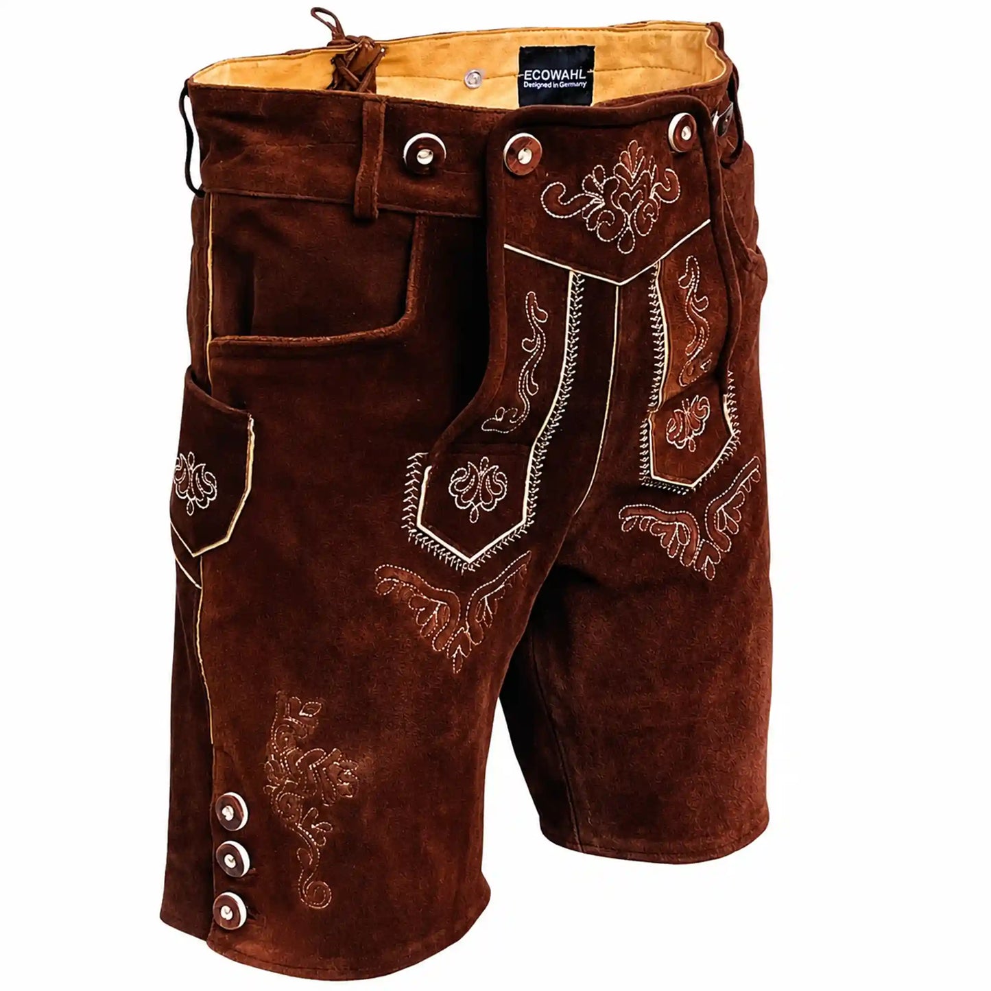 Echte Kurze Lederhose aus Rindsleder – “Bayern” dunkelbraun | Traditionelle Trachtenhose für Herren (Copy)